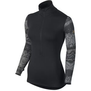 Nike Pro Womens Dri Fit Black Half Zip Pullover Size Large Running Workout